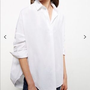 Symple nyc white linen button down shirt